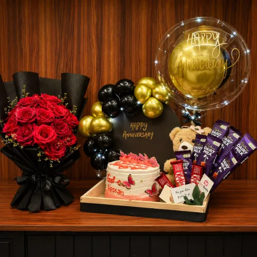 Birthday Cake, Chocolate &amp; Rose Gift Hamper