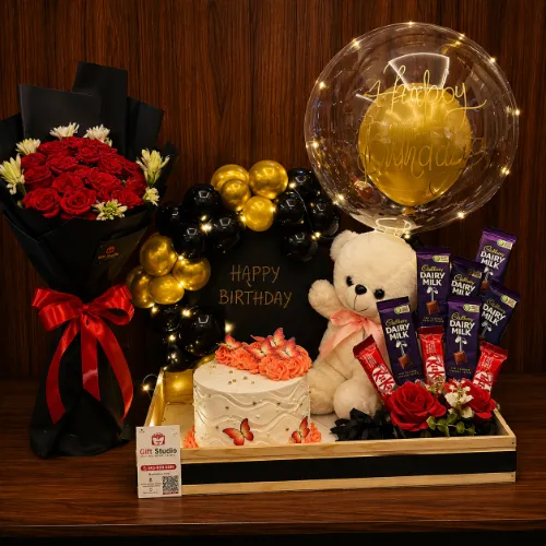 Birthday Cake, Teddy &amp; Chocolate Gift Hamper
