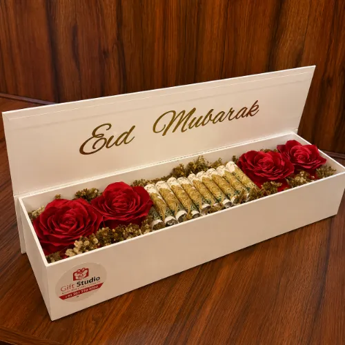Eid Mubarak Money &amp;amp; Rose Gift Box - Product Image