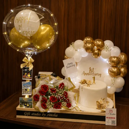 Luxury Anniversary Cake &amp; Rose Gift Hamper