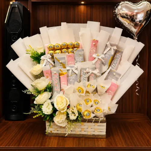 Luxury Chocolate &amp; Ferrero Flower Gift Basket