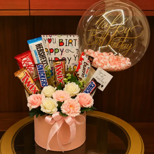 Luxury Chocolate Birthday Flower Gift Basket