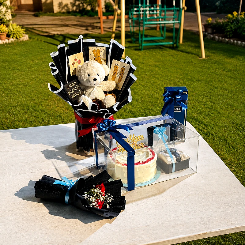 Men’s Birthday Cake, Watch &amp;amp;amp; Teddy Gift Hamper