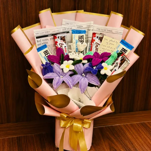 Pipe Cleaner Flower &amp; Chocolate Gift Bouquet