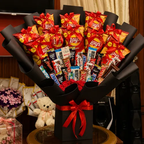 Snack &amp; Chocolate Bouquet Gift Hamper