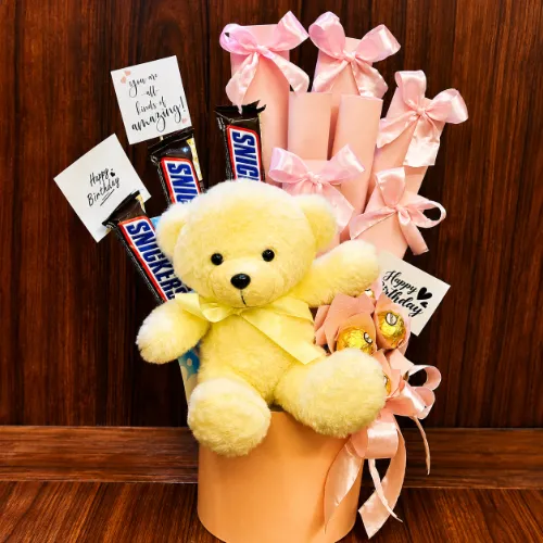 Teddy Bear Chocolate Gift Hamper with Snickers